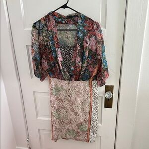 Vintage Silk Floral Patchwork Dress